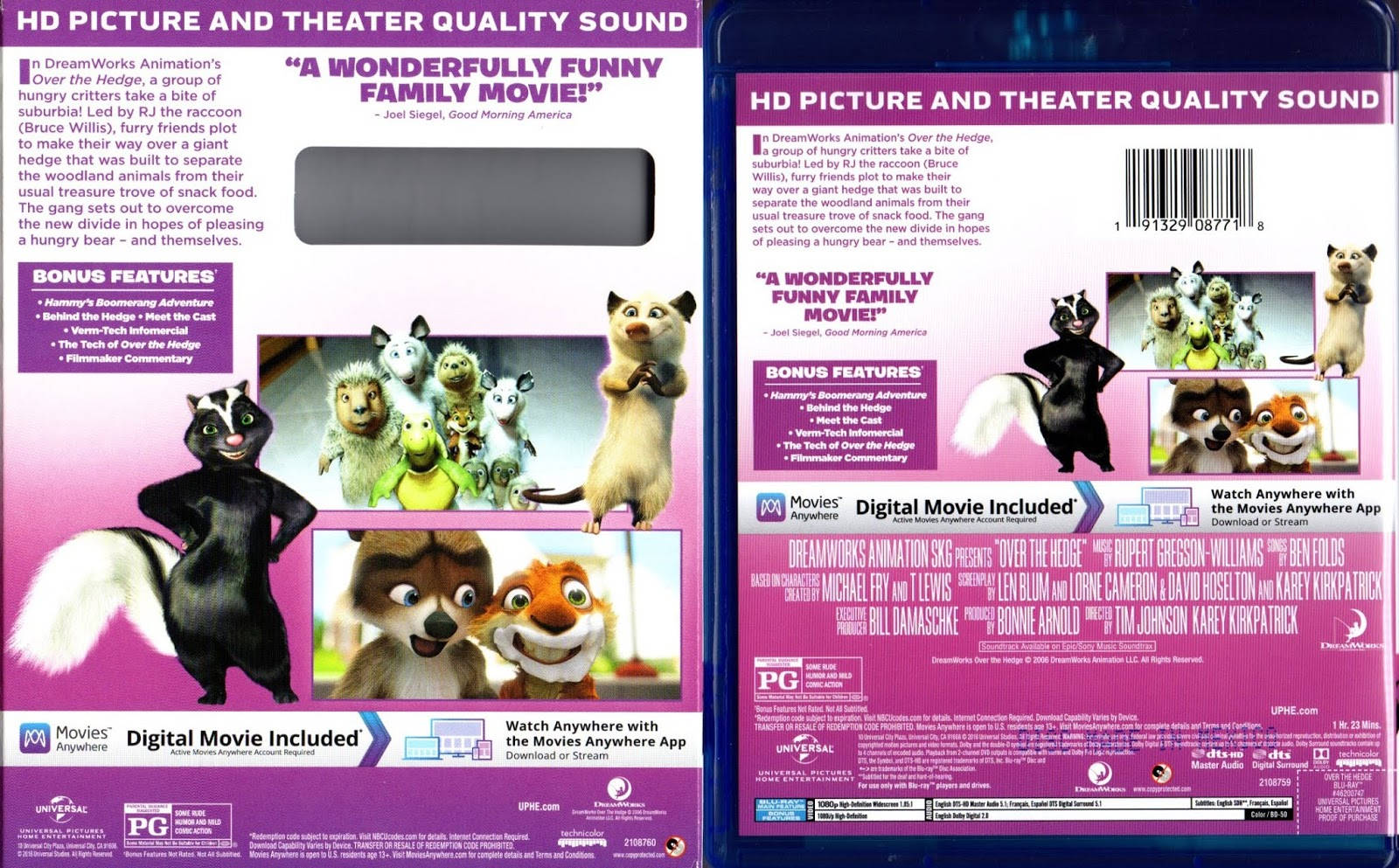 Over The Hedge 桌布 壁紙 — 一個充滿活力的動畫電影封面，一群擬人化動物，包括浣熊、刺蝟和狐狸，一起站在粉紅色背景前。