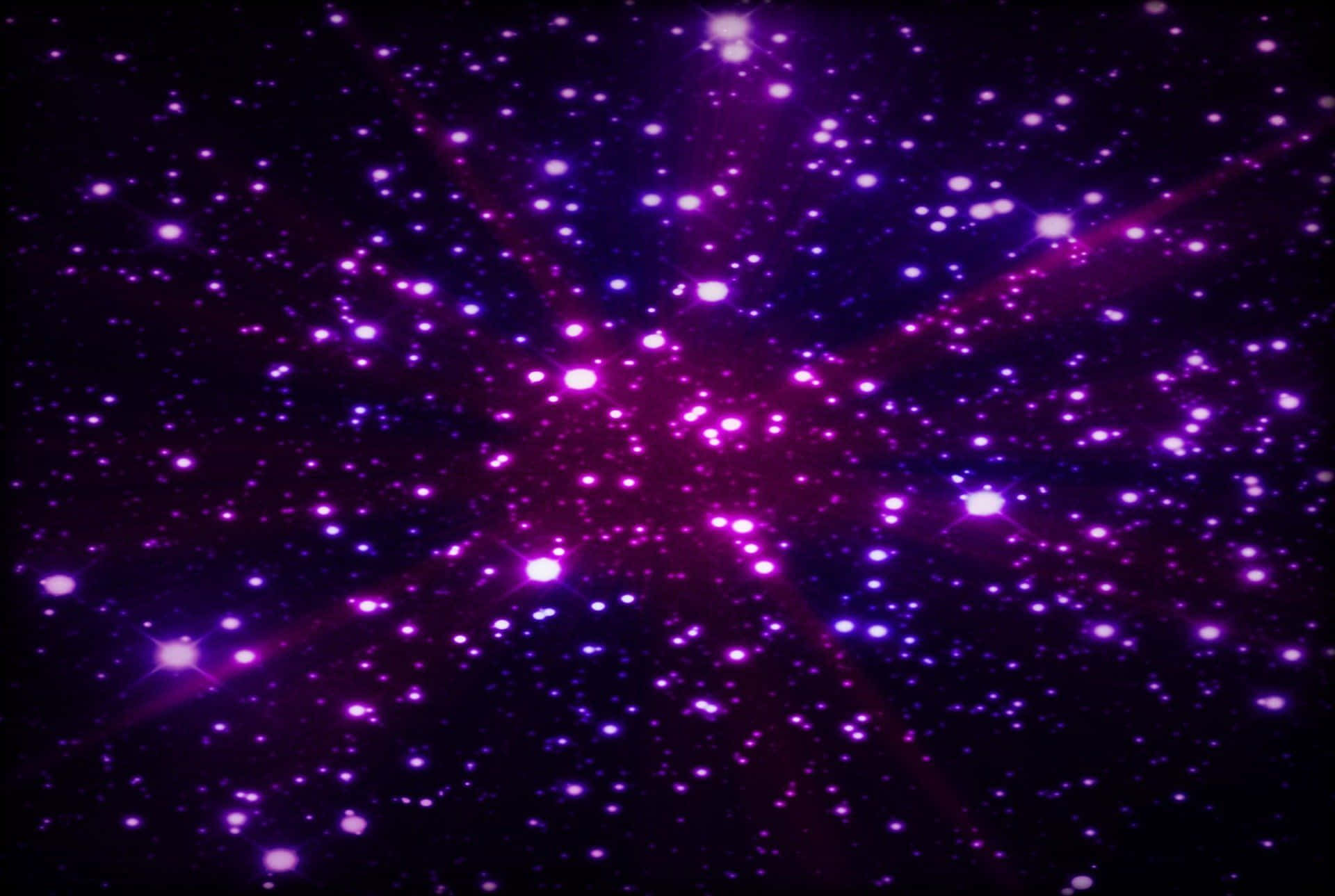 Purple Star 桌布 壁紙 — 一個充滿活力的宇宙場景，在深邃的黑色虛空中綻放出燦爛的紫色和粉紅色星星。