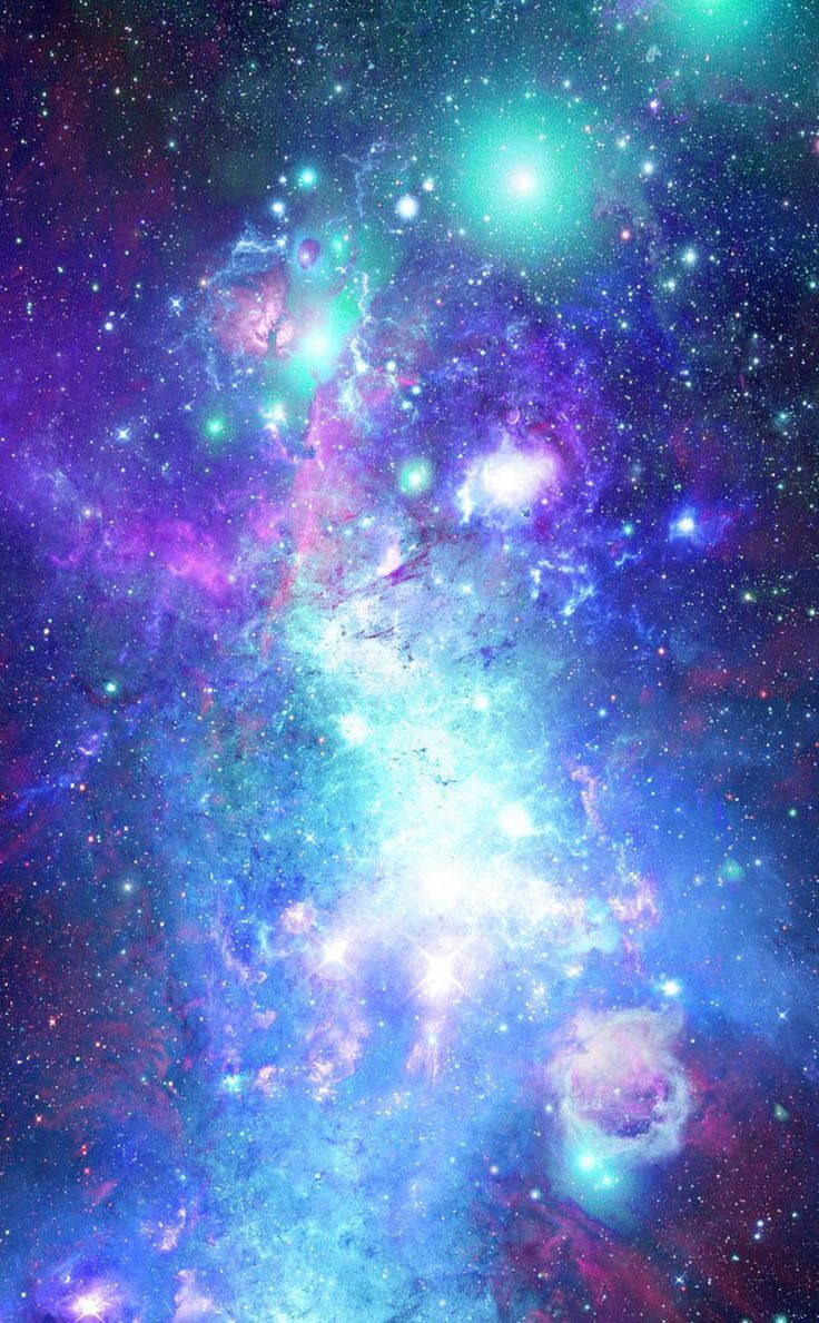 Cool Phone 桌布 壁紙 — 一個充滿活力的宇宙星雲，在星空中以電光藍、紫和粉紅色旋轉。