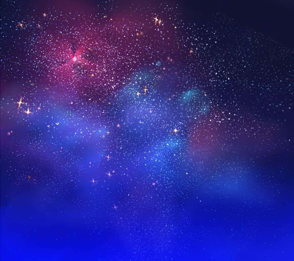 Starry Sky 桌布 壁紙 — 一個充滿活力的宇宙星雲，在深邃的太空背景下，以電光藍和洋紅色旋轉，點綴著閃爍的星星。