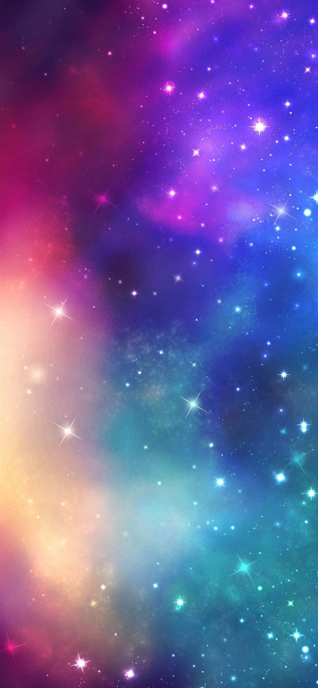 銀河 桌布 壁紙 — 一個充滿活力的宇宙星雲，旋轉著粉紅、紫色、藍色和金色的色調，點綴著閃爍的星星。