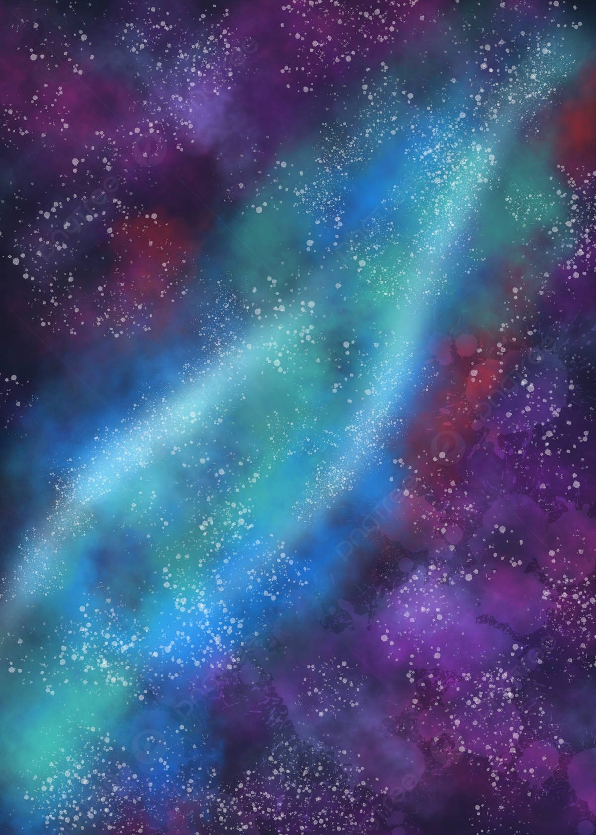 太空 桌布 壁紙 — 一個充滿活力的宇宙星雲，旋轉著電光藍、藍綠色和深紫色，點綴著閃爍的星星。