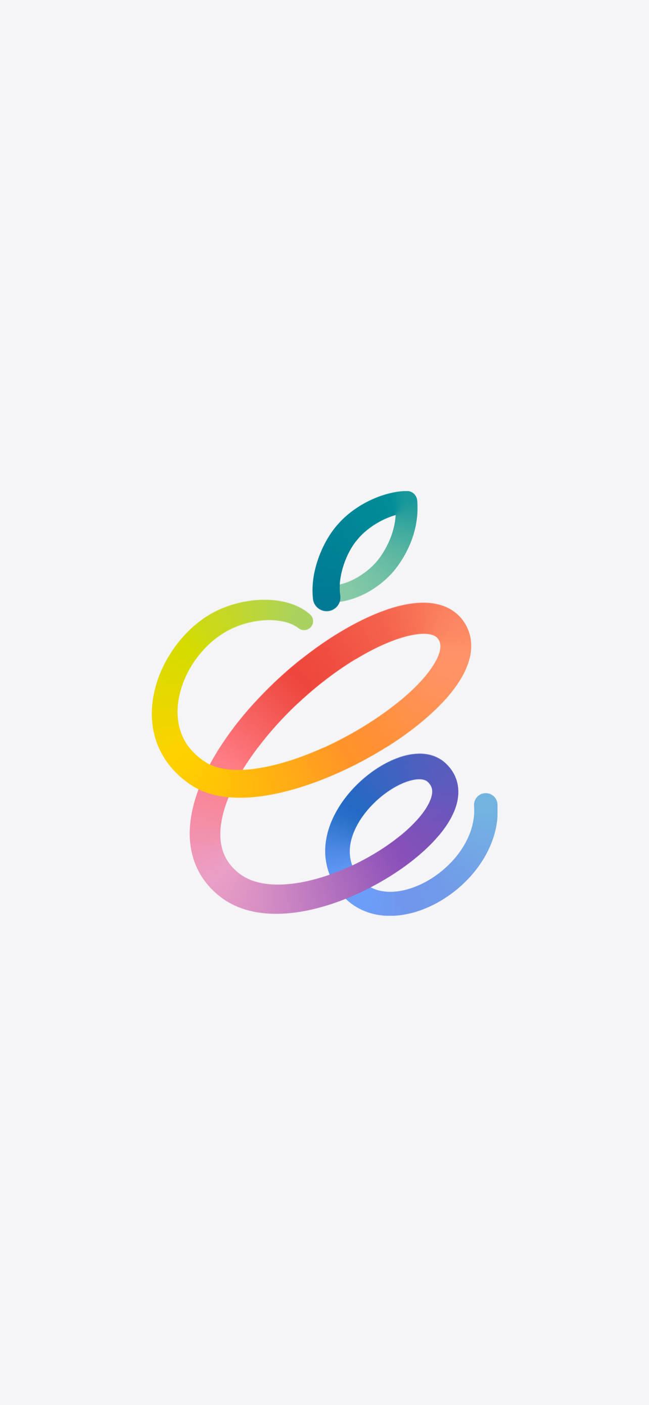 桌布 壁紙 — 一個充滿活力的彩虹漸變Apple標誌，帶有葉子，位於簡約的白色背景上。