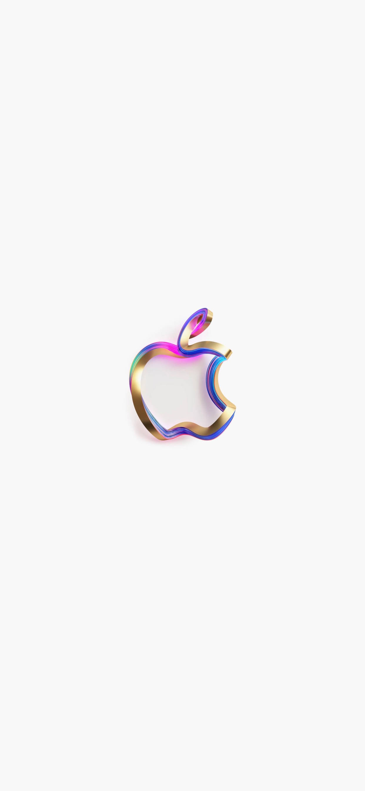 蘋果 桌布 壁紙 — 一個充滿活力的彩虹漸變Apple標誌居中在純白色背景上。