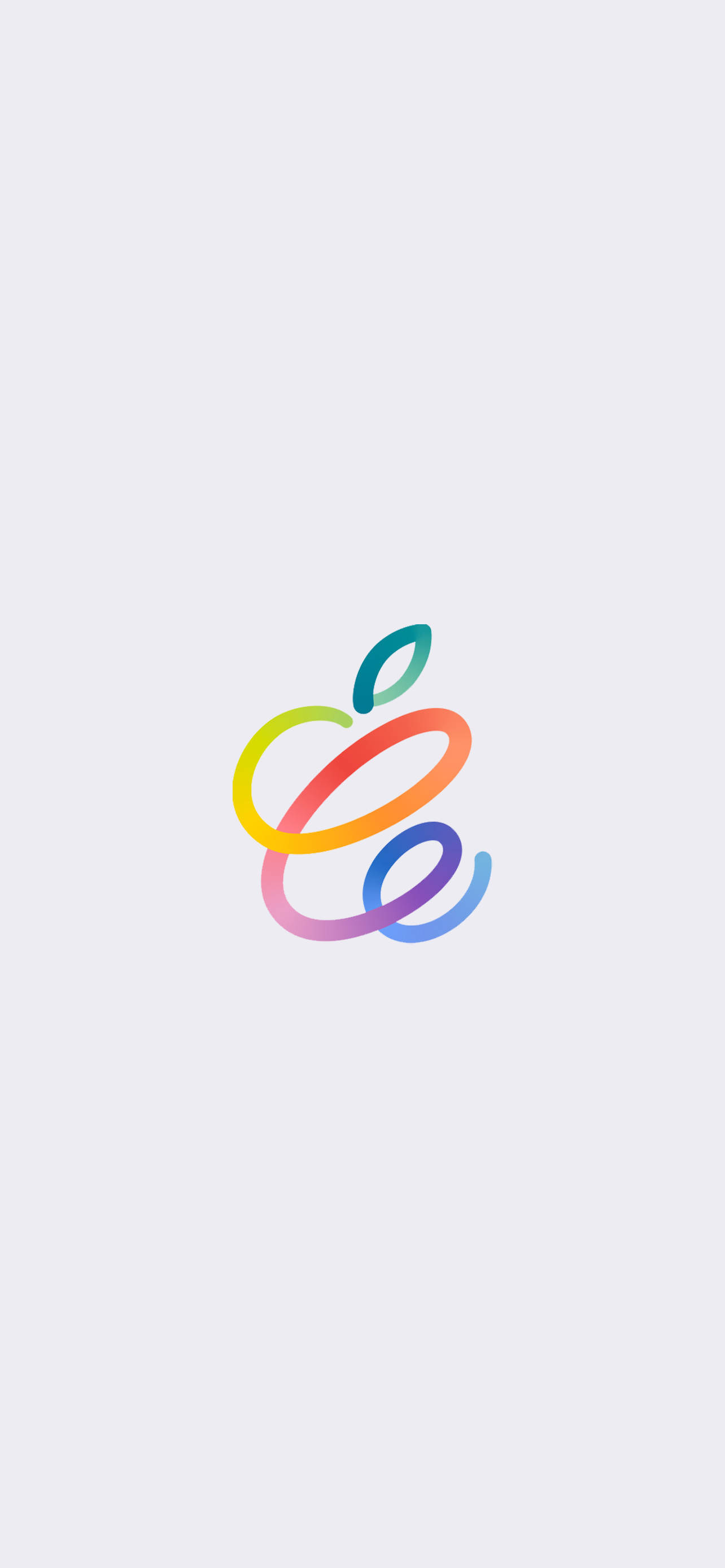 彩色動圖 桌布 壁紙 — 一個充滿活力的彩虹漸變Apple標誌，居中在純淺灰色背景上。