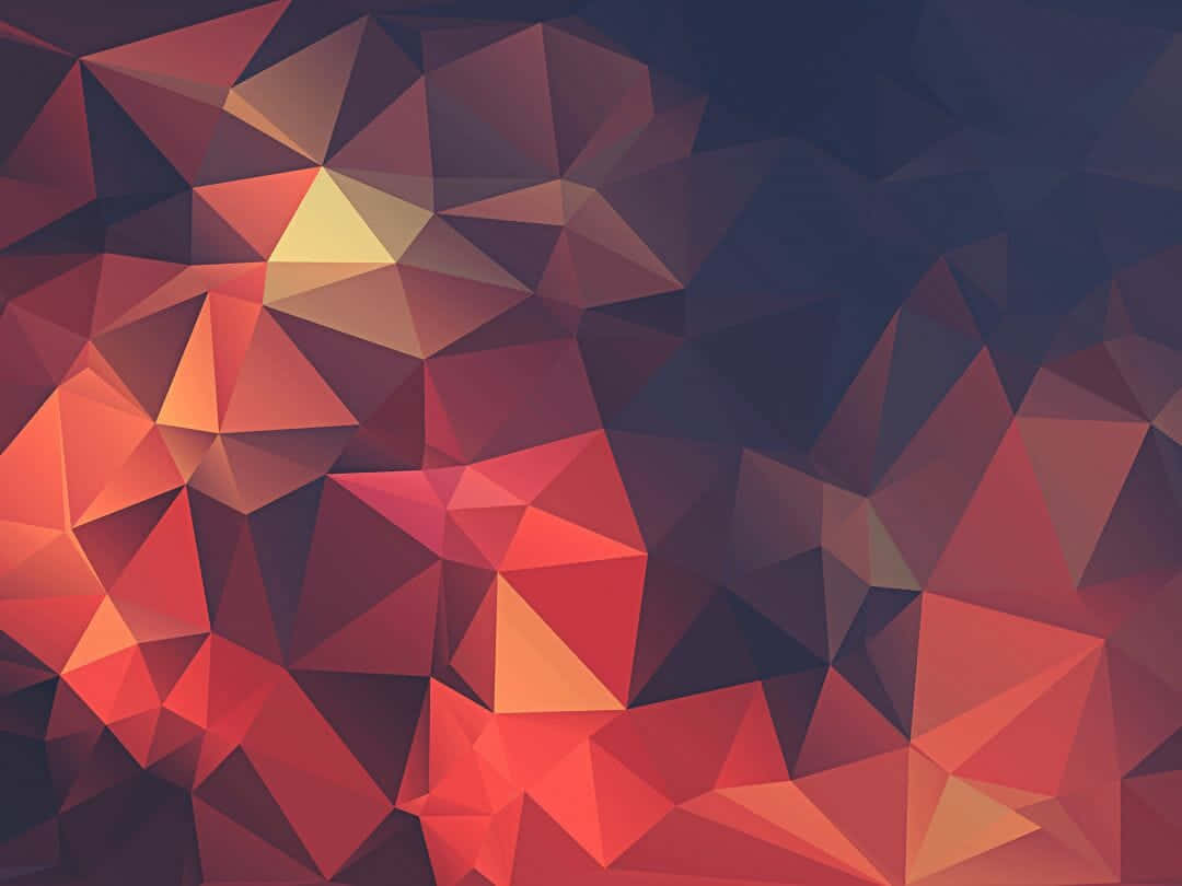 Minimalist HD Geometric Desktop 桌布 壁紙 — 一個充滿活力的抽象圖案，由火紅色和深紫色漸變的連鎖三角形組成。