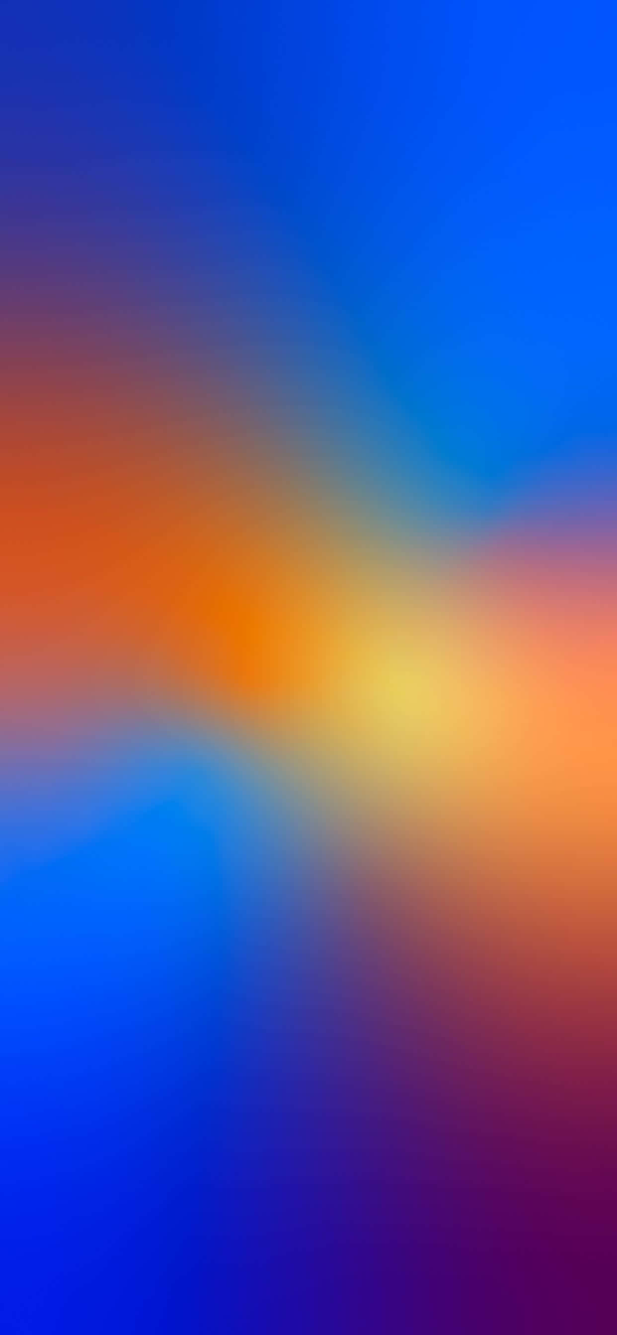 Blue And Orange 桌布 壁紙 — 一個充滿活力的抽象漸變，從深藍色旋轉到核心的熾熱橙色和黃色。
