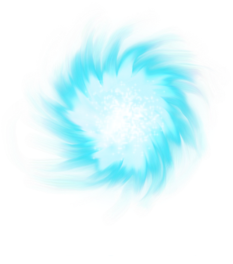 青色GIF 桌布 壁紙 — 一個充滿活力的旋轉藍色能量球體，帶有發光的白色核心和繪畫性筆觸紋理，背景為黑色。