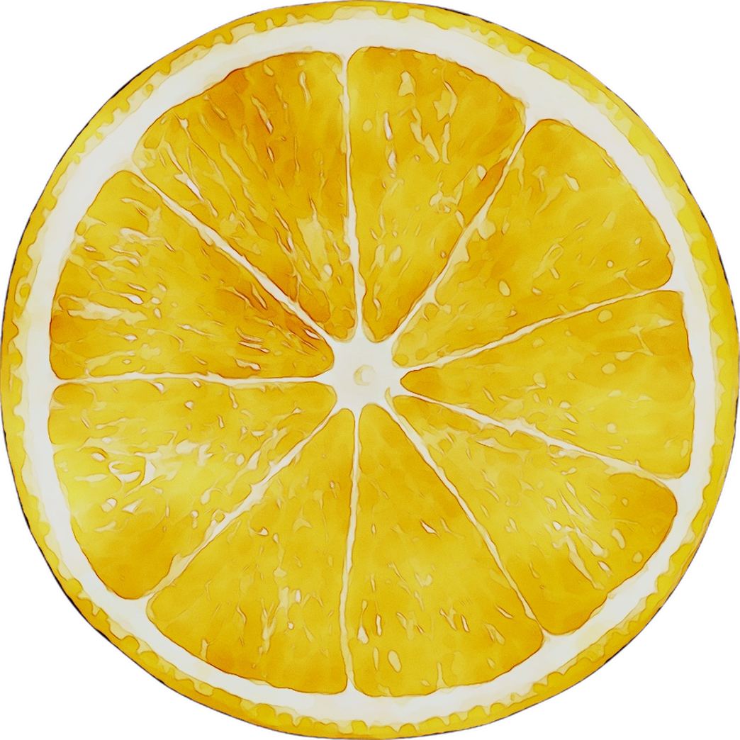 citrus 桌布 壁紙 — 一個充滿活力的水彩橙片，帶有多汁的瓣膜和質感的果肉，襯托在純黑背景上。
