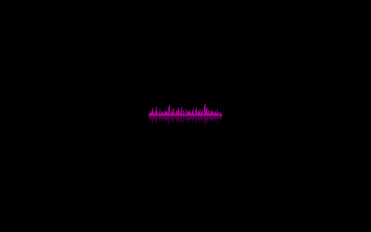 Black And Pink 桌布 壁紙 — 一個充滿活力的洋紅色音頻波形在純黑色背景上脈動。