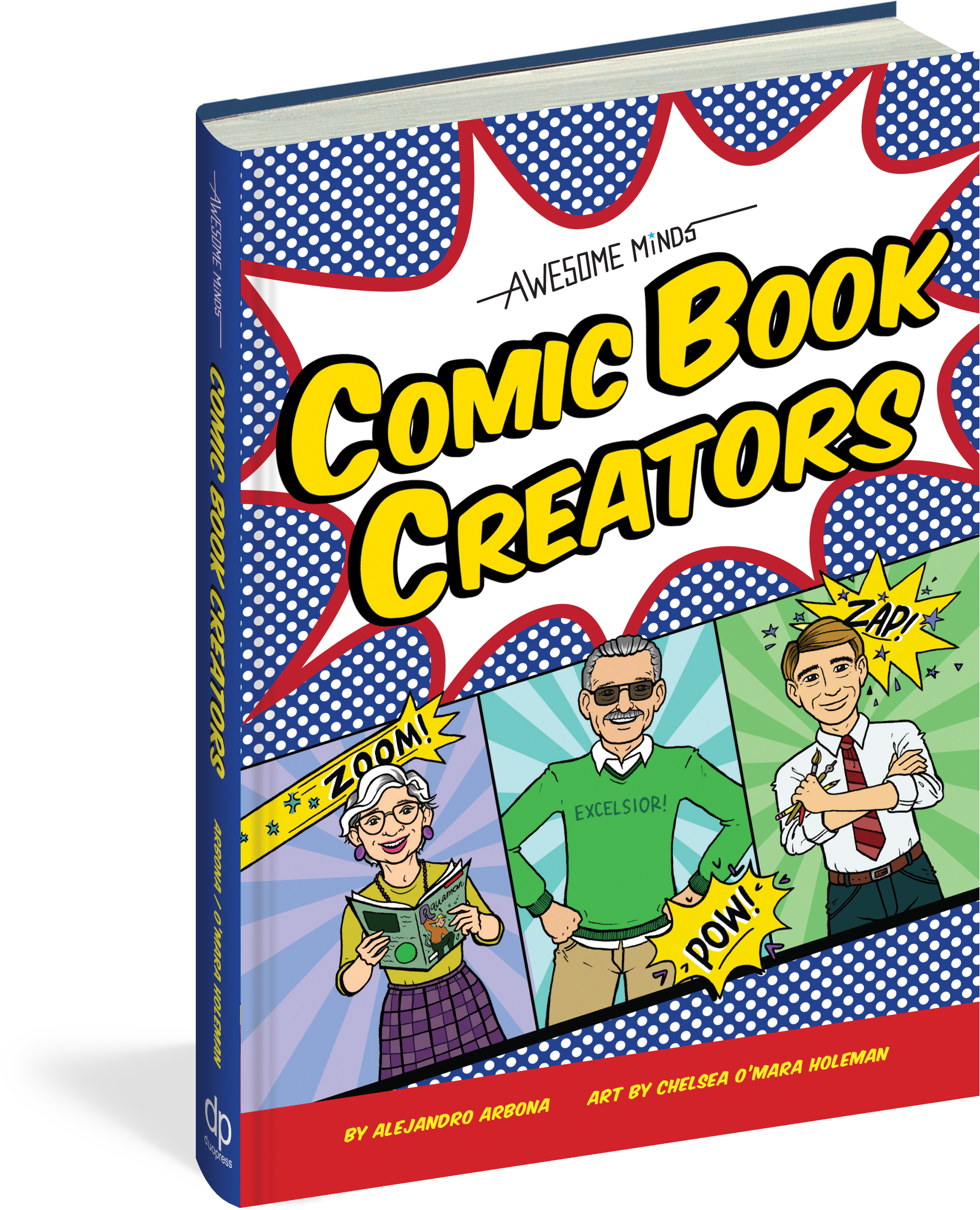 漫畫動圖 桌布 壁紙 — 一個充滿活力的漫畫書封面，名為「Comic Book Creators」，以三位插畫創作者為特色，帶有對話氣泡和大膽的普普藝術設計。