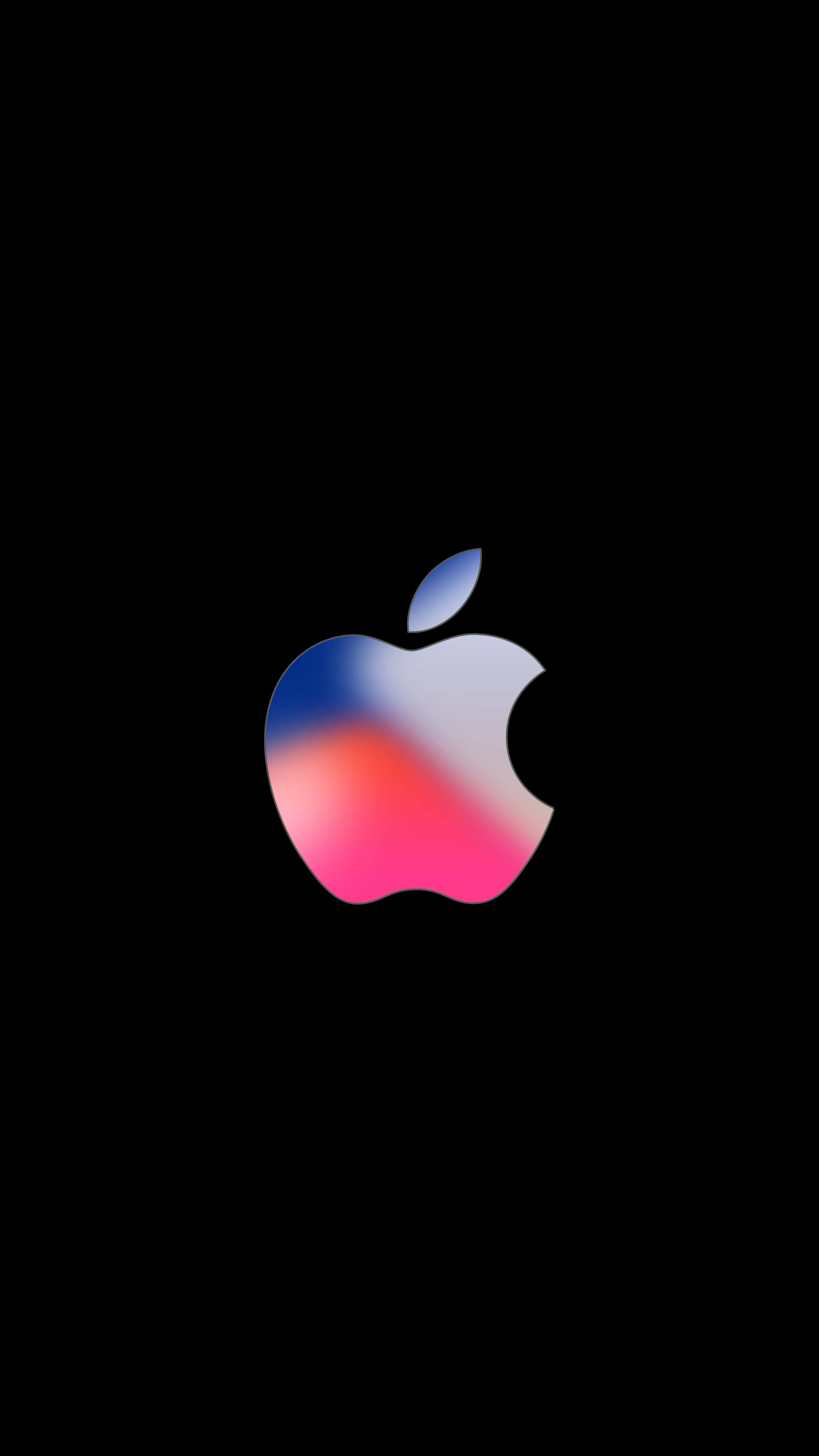 黑色 iPhone 桌布 桌布 壁紙 — 一個充滿活力的漸變Apple標誌在純黑色背景上柔和地發光。