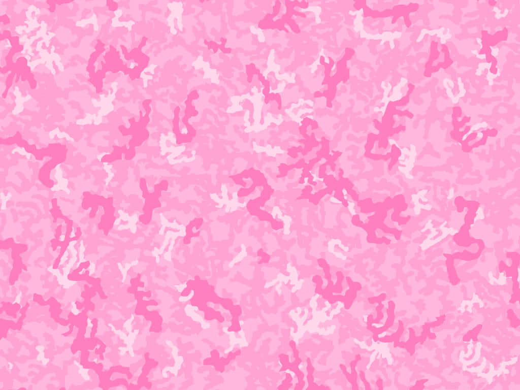 Pink Camo 桌布 壁紙 — 一個充滿活力的粉紅色和白色抽象圖案，帶有流動的有機形狀，覆蓋整個畫面。
