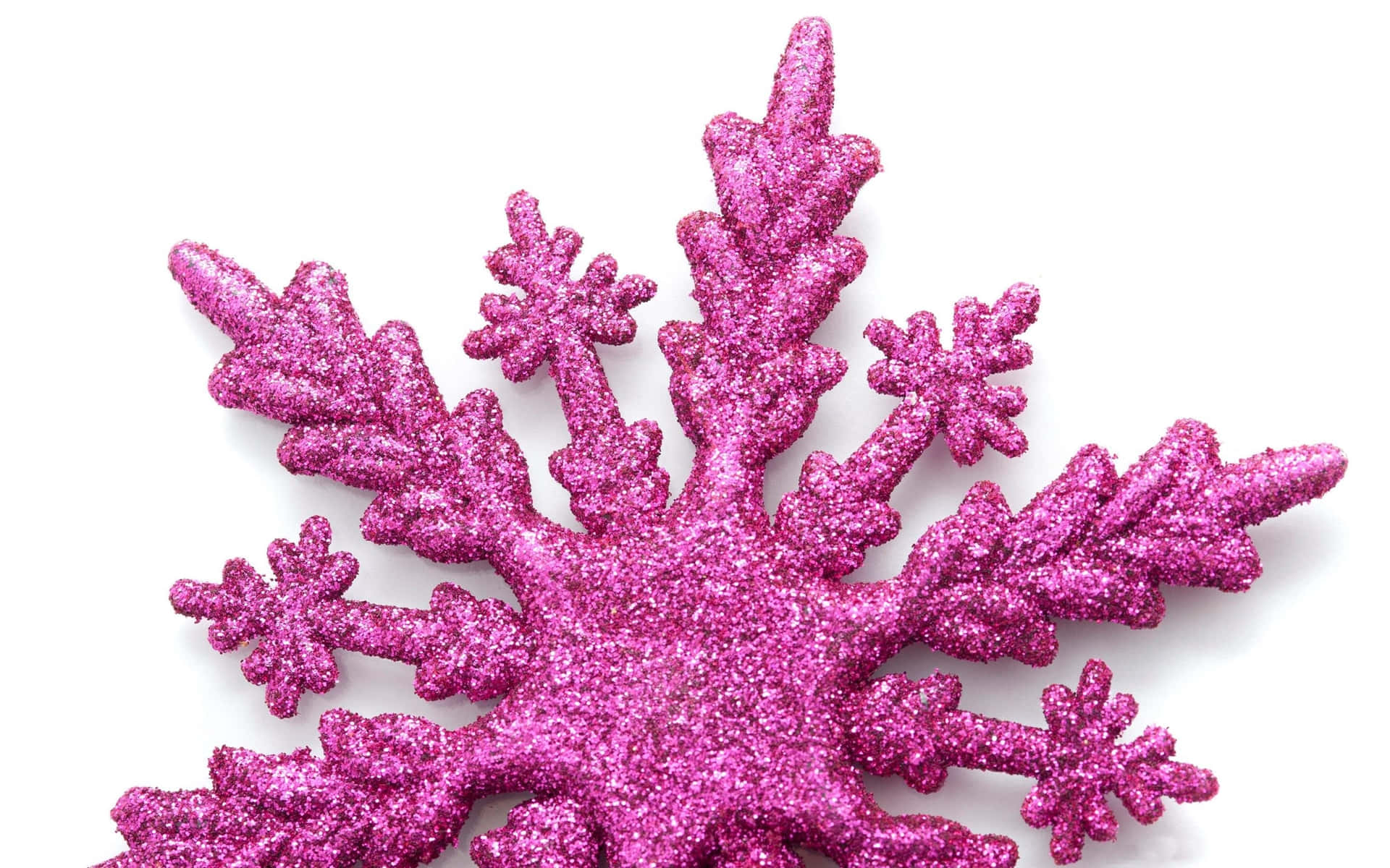 白色背景上的粉紅色閃粉雪花裝飾 — 雪花 GIF 壁紙