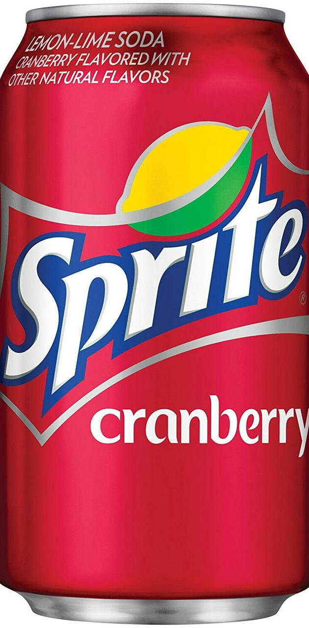sprite 桌布 壁紙 — 一個充滿活力的紅色雪碧蔓越莓汽水罐，帶有檸檬圖案和醒目的品牌標誌。