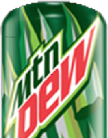 飲料 桌布 壁紙 — 一個充滿活力的綠色Mountain Dew汽水罐，在動態的葉子背景上帶有醒目的紅白標誌。