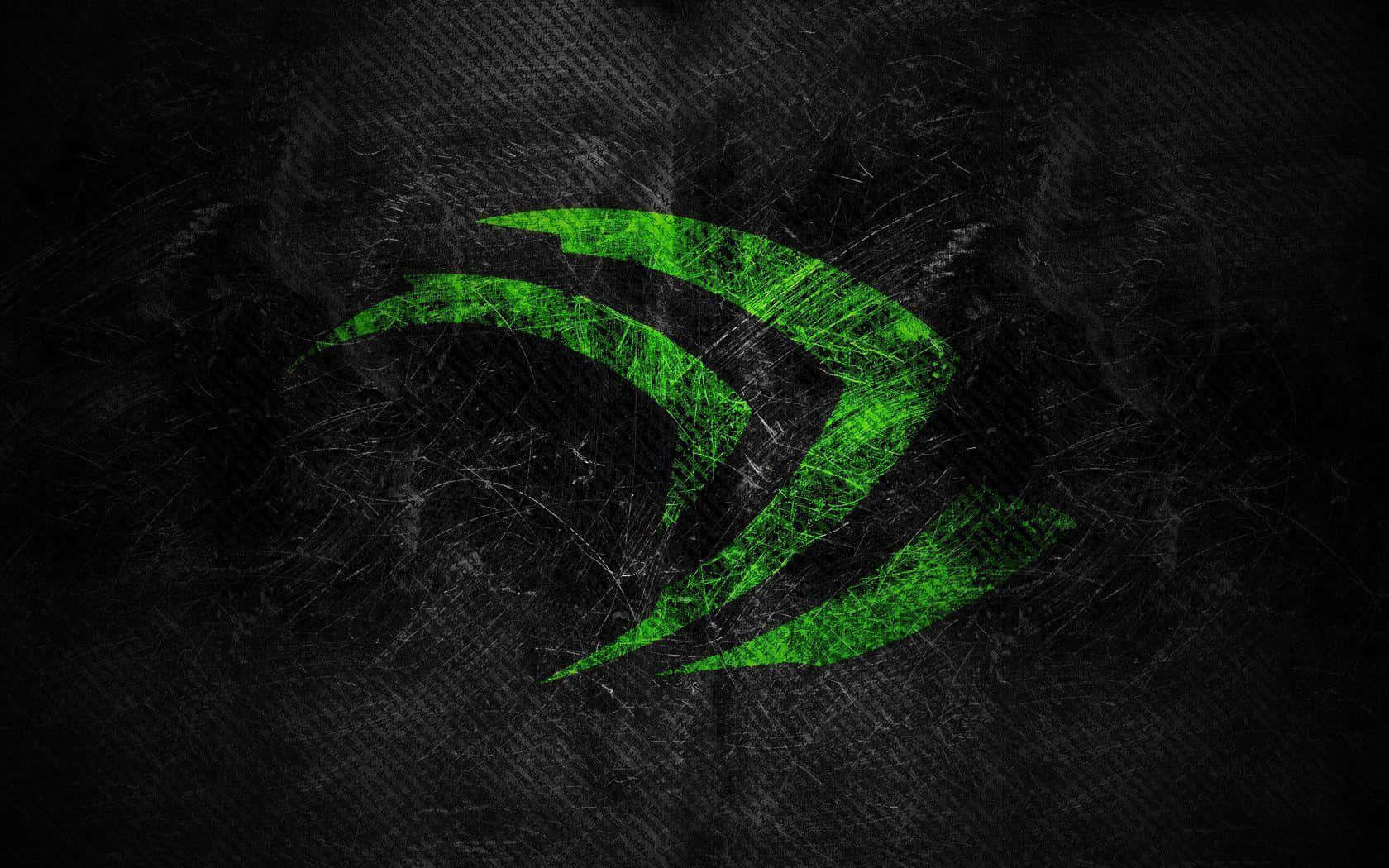 nvidia 桌布 壁紙 — 一個充滿活力的綠色NVIDIA標誌在紋理黑色刮痕背景上發光。