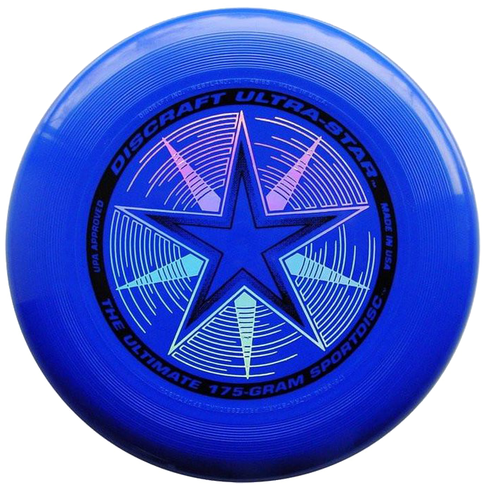 飛盤 桌布 壁紙 — 一個充滿活力的藍色Discraft Ultra-Star飛盤高爾夫飛盤，帶有星星圖案和漸變色調。