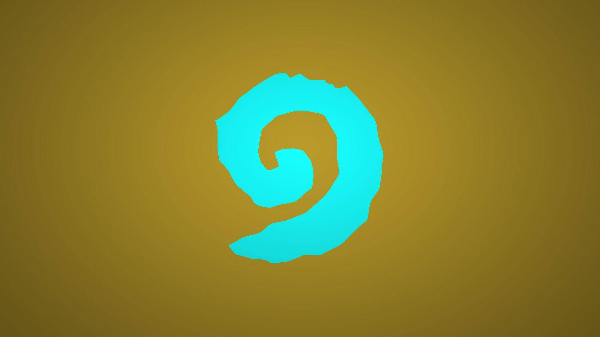 Hearthstone 桌布 壁紙 — 一個充滿活力的青色螺旋標誌，置於溫暖的金色漸變背景中央。