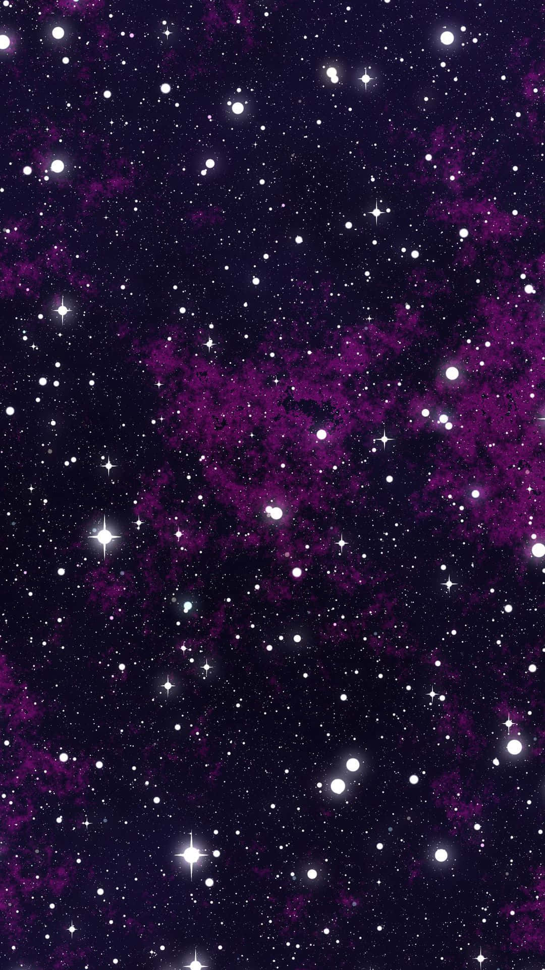 閃爍 桌布 壁紙 — 一個充滿閃爍白色星星的鮮豔紫色星雲，背景是深邃的宇宙夜空。