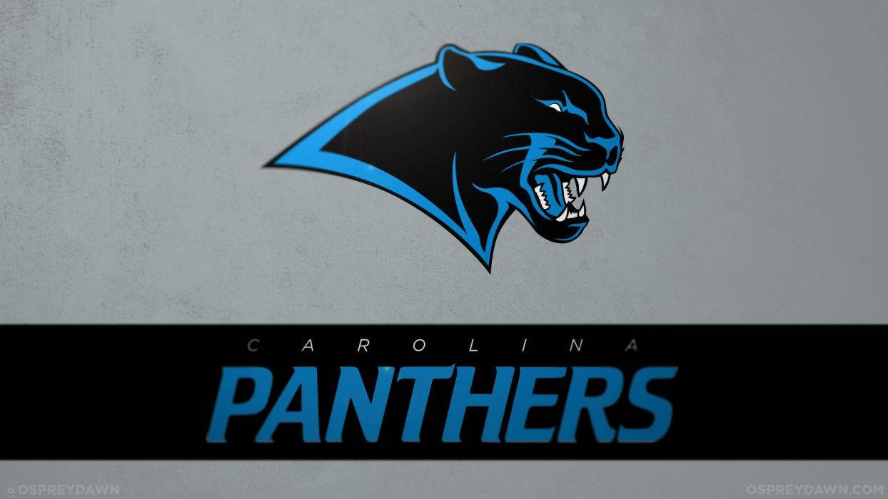 Panthers 桌布 壁紙 — 一個兇猛的藍色和黑色美洲豹標誌在紋理灰色背景上，在粗體卡羅萊納黑豹文字上方咆哮。