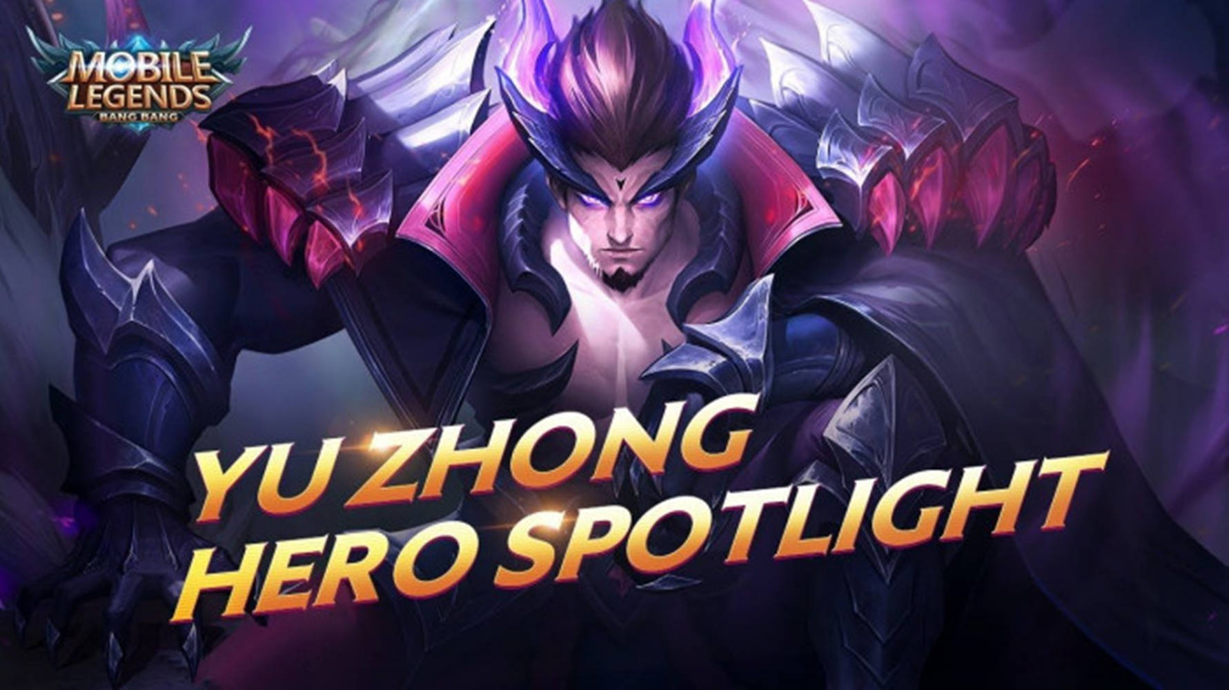 heroes 桌布 壁紙 — 一個兇猛的裝甲戰士，紫色頭髮和發光的眼睛，在戲劇性的燈光下站在黑暗神秘的背景前。