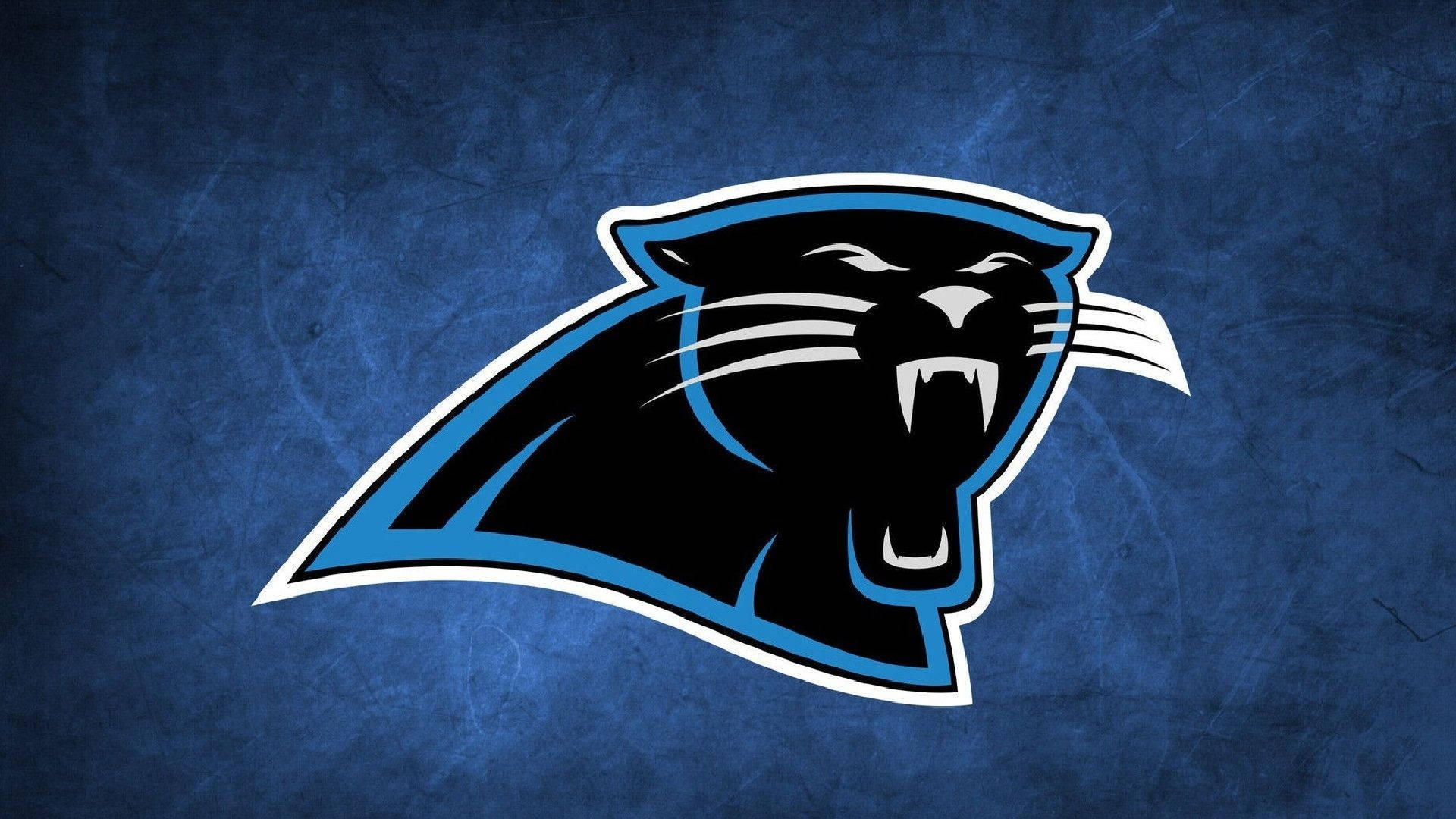 NFL Teams 桌布 壁紙 — 一個兇猛的黑豹標誌，帶有藍色和白色點綴，在帶有紋理的深藍色背景上咆哮。
