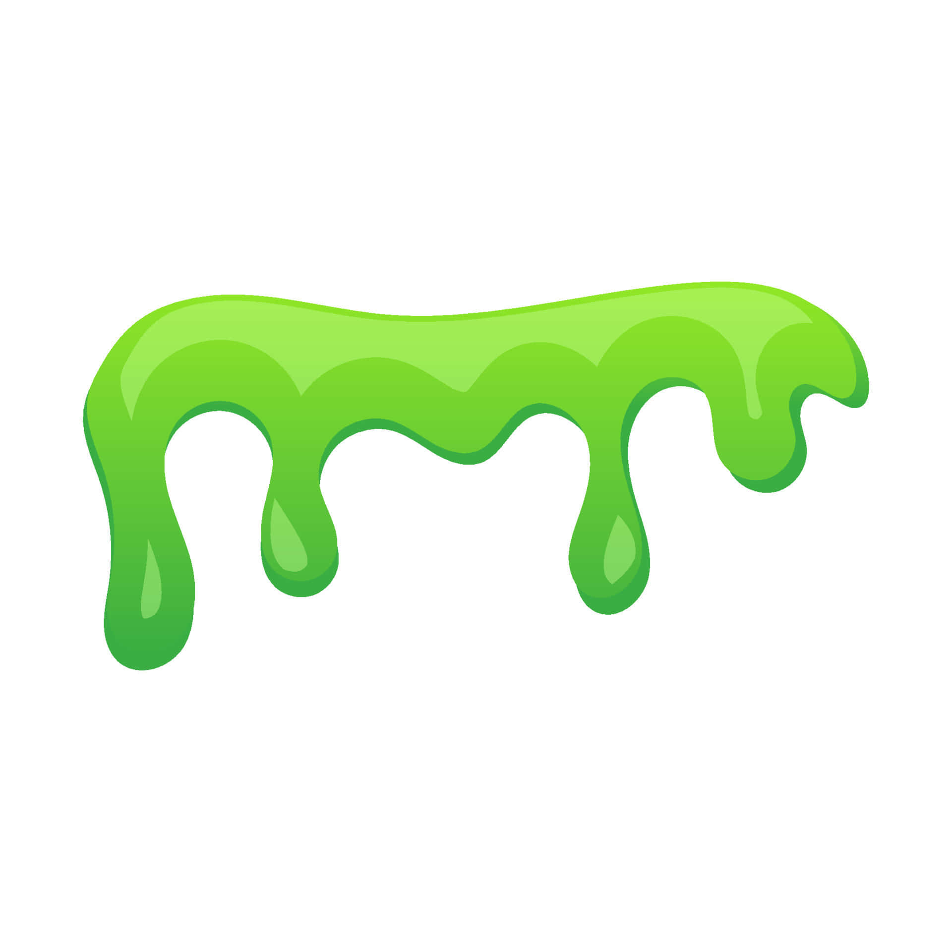Drip 桌布 壁紙 — 一個光滑亮綠色黏液以卡通風格滴在純白色背景上。