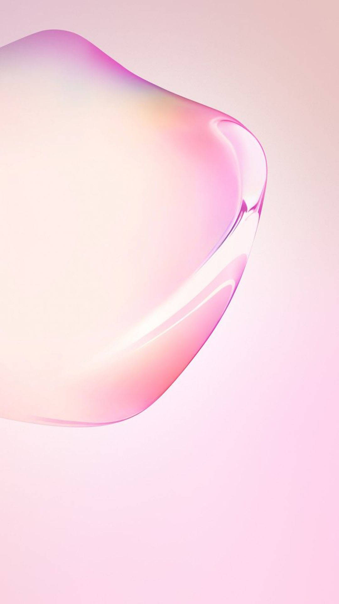 Samsung Mobile 桌布 壁紙 — 一個光滑的半透明粉紅色氣泡在柔和的粉紅色漸變背景上優雅地彎曲。