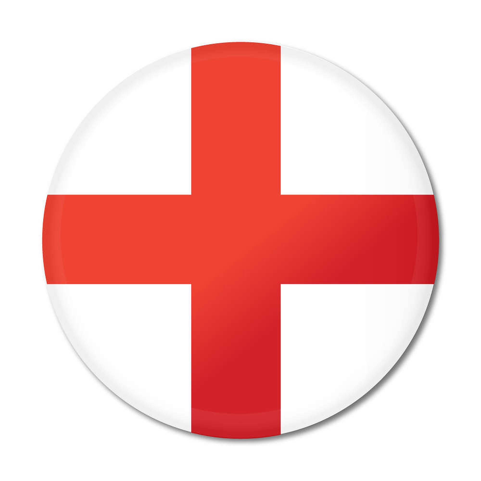 England Flag 桌布 壁紙 — 一個光滑的圓形按鈕在白色背景上顯示聖喬治的紅色十字架。