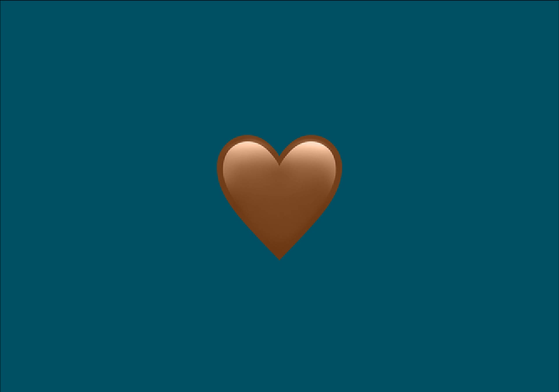 在青色背景上的一個巧克力色心形圖標。 — 棕色愛心 GIF 壁紙