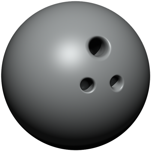 Bowling Ball 桌布 壁紙 — 一個光滑的灰色保齡球，帶有三個指孔，在純白背景上柔和發光。