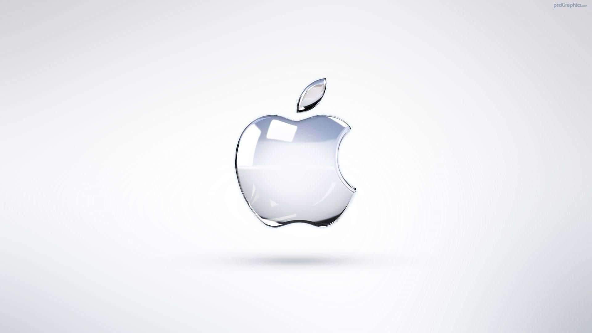 Best Apple 桌布 壁紙 — 一個光滑的玻璃Apple標誌漂浮在柔和的白色漸變背景上，帶有微妙的燈光反射。