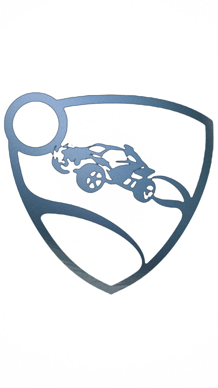 Rocket League Phone 桌布 壁紙 — 一個光滑的藍色金屬摩托車剪影，位於帶有圓形環的盾形框架內。