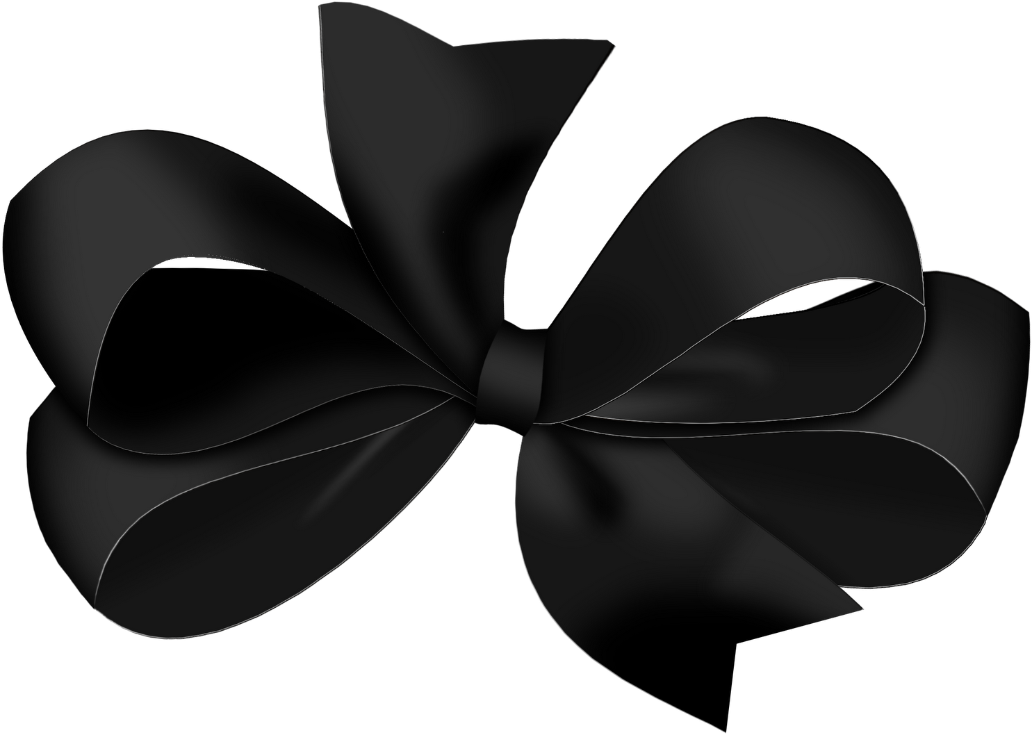 Black Ribbon 桌布 壁紙 — 一個光滑的黑色緞帶蝴蝶結，帶有柔軟的褶皺和微妙的亮點，襯托在純黑色背景上。