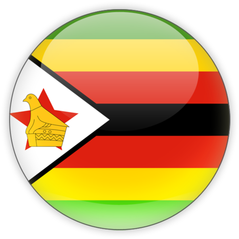 Zimbabwe 桌布 壁紙 — 一個光澤圓形徽章，展示辛巴威鮮豔的國旗，帶有綠色、黃色、紅色條紋和金色鳥標誌。