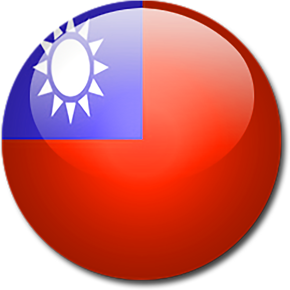 icon 桌布 壁紙 — 一個光澤球體展示台灣國旗，藍色 canton 上有一顆白色太陽，背景為紅色。