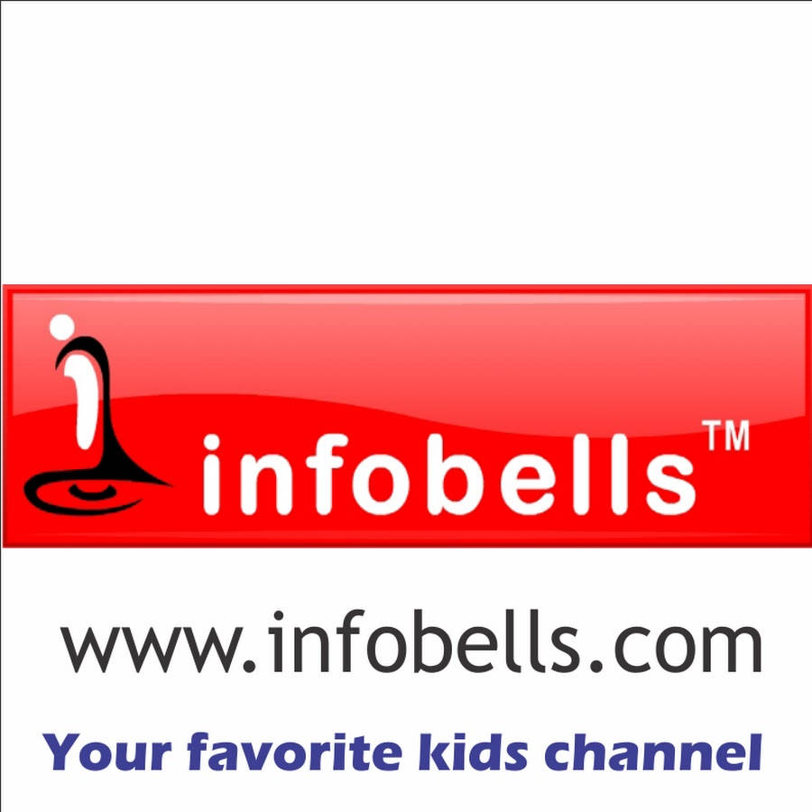 YouTube Logo 桌布 壁紙 — 一個光澤的紅色橫幅，上面有白色文字寫著 infobells 和一個風格化的鈴鐺標誌，背景為白色。
