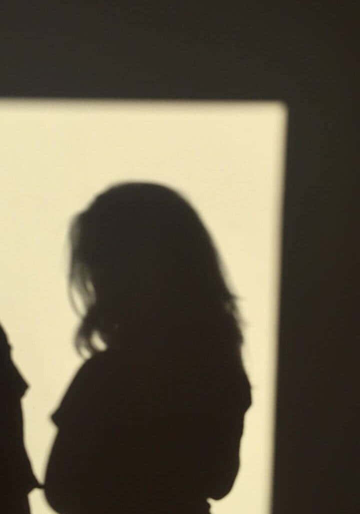 shadow 桌布 壁紙 — 一個光線昏暗的房間裡，一個頭髮飄逸的人柔和的剪影映襯在明亮的窗戶上。