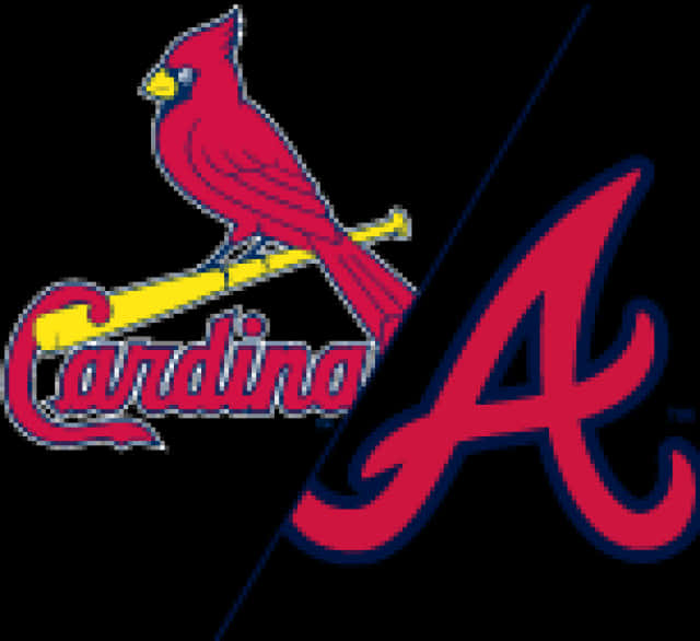 St Louis Cardinals Logo 桌布 壁紙 — 一個分體標誌，黃色蝙蝠上有一隻紅色主教，帶有「Cardinals」文字和一個紅色的「A」，背景為黑色。
