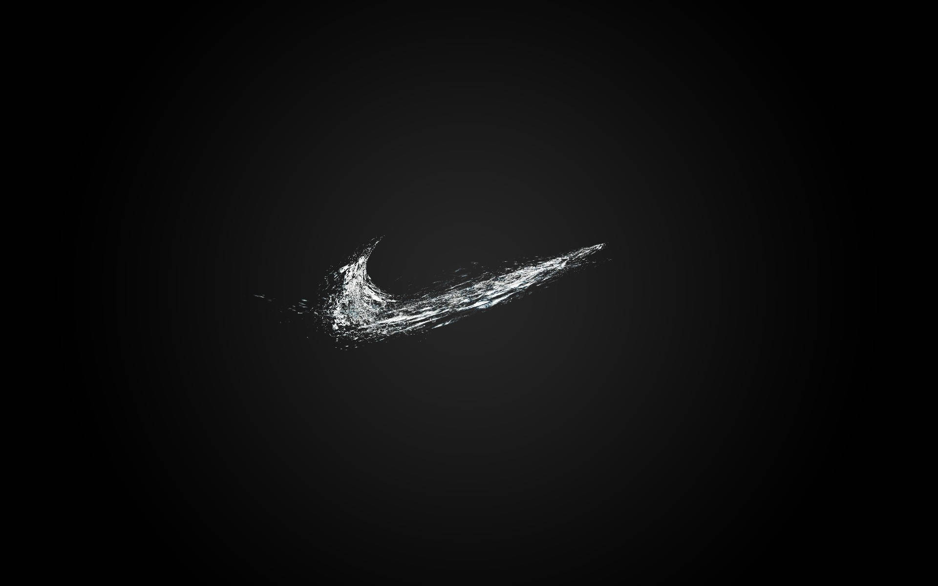 Nike iPhone 桌布 壁紙 — 一個動態的白色Nike勾號標誌，呈現為在深色漸變背景上潑灑的油漆。