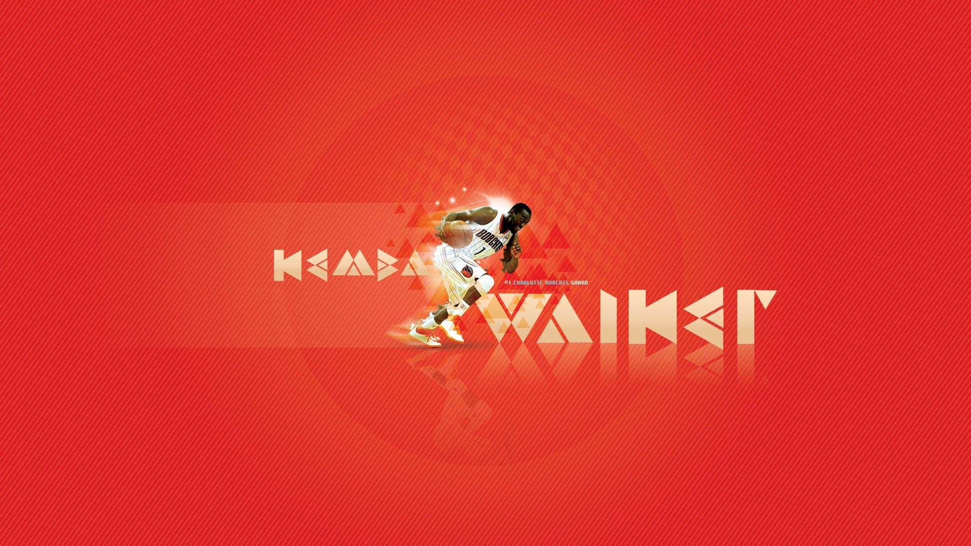 Kemba Walker 桌布 壁紙 — 一個動態的籃球運動員在帶球突破，背景是帶有紋理的紅色，並配有發光效果和粗體字體。