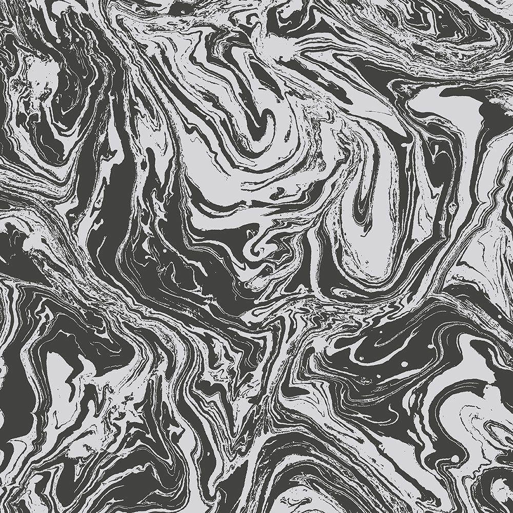 Marble Phone 桌布 壁紙 — 一個動態的黑白抽象圖案，帶有漩渦狀、流動的線條，類似大理石或墨水擴散。