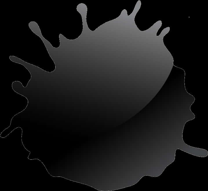 Black Splash 桌布 壁紙 — 一個動態的黑色墨水飛濺，帶有光澤高光和銳利邊緣，在純白色背景上。