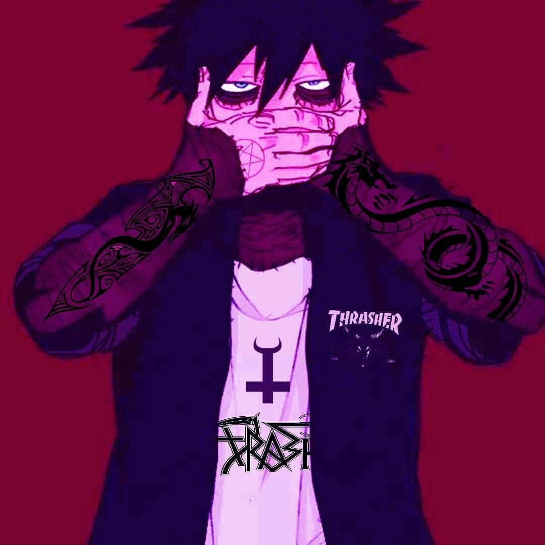 Sad Aesthetic Naruto 桌布 壁紙 — 一個動漫角色，有著刺刺的黑髮和刺青，在深紅色背景前用手遮住臉。