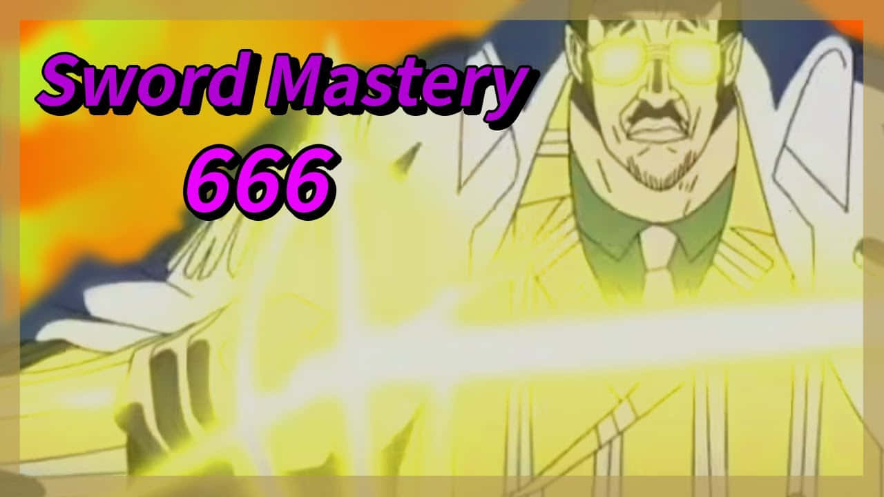 Kizaru 桌布 壁紙 — 一個動漫角色在熾熱的橙色和黃色背景中揮舞著一把散發著強烈能量的發光劍。