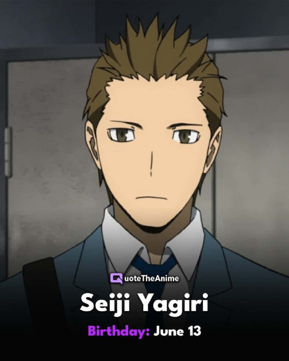 Seiji Yagiri 桌布 壁紙 — 一個動漫角色的特寫，擁有尖刺的棕色頭髮和嚴肅的表情，穿著西裝和領帶。