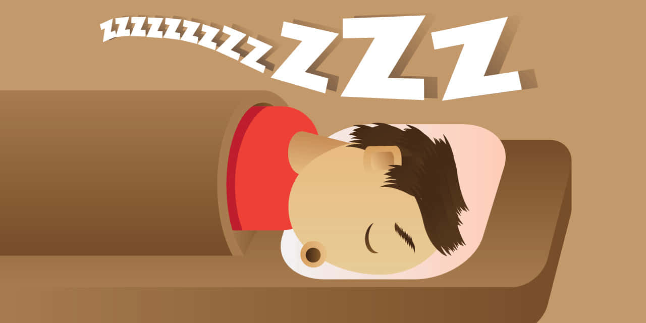 Dreaming 桌布 壁紙 — 一個卡通人物在沙發上安睡，頭頂上有大大的ZZZ漂浮著。
