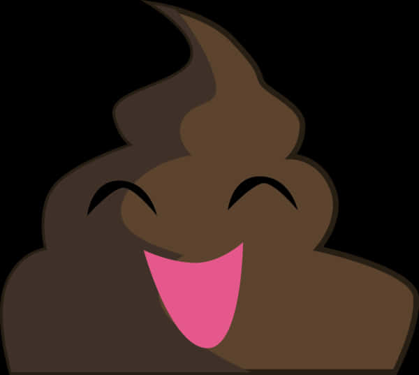 Clip Art 桌布 壁紙 — 一個卡通便便表情符號，帶有寬闊的粉紅色笑容和閉上的眼睛，背景為黑色。
