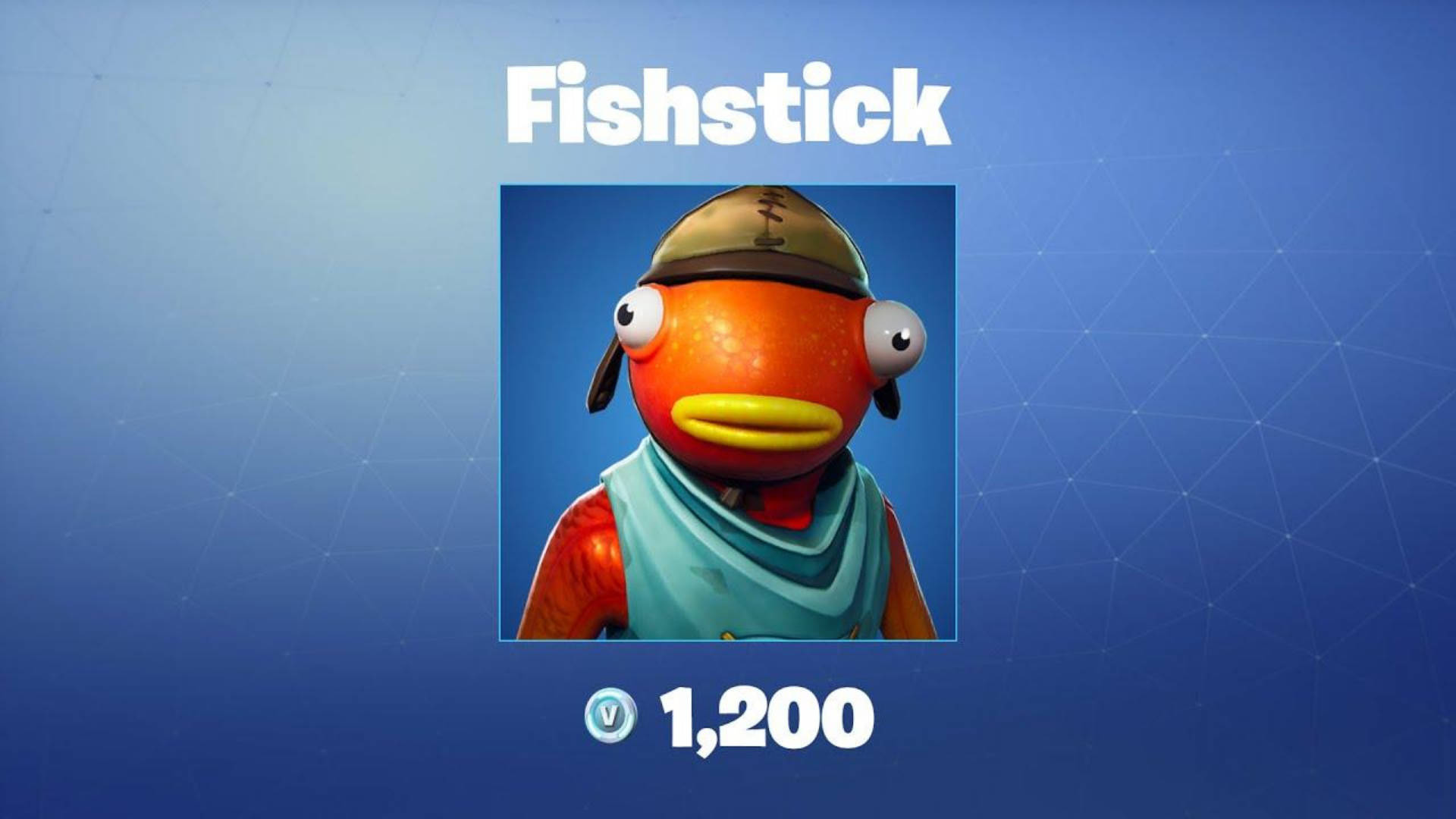 Fishstick 桌布 壁紙 — 一個卡通橙色魚角色名叫Fishstick，戴著美式足球頭盔和青綠色圍巾，背景是藍色漸變。
